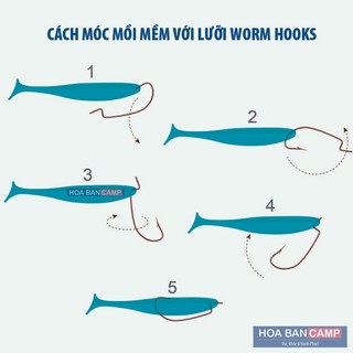 Lưỡi Câu Mồi Mềm NOEBY Worm Hooks