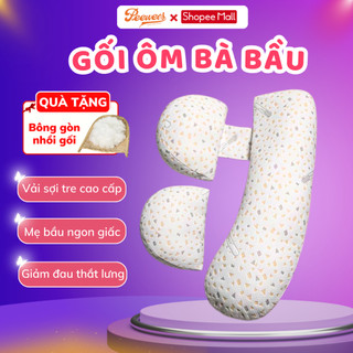 Gối Ôm Bà Bầu Cao Cấp PEEWEES Thiết Kế Thông Minh 2 Trong 1, Nâng Đỡ Bụng Toàn Diện Giảm Đau Lưng Giúp Mẹ Bầu Ngủ Ngon