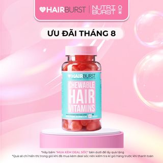 [ Date 03.2025] Kẹo dẻo vitamin chăm sóc, kích thích mọc tóc HAIRBURST chewable hair vitamins 60 viên/1 lọ