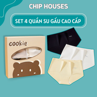 Set 4 Quần lót nữ đúc su cao không đường viền nâng mông, quần lót thun lạnh không đường may thoáng mát AN504