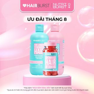Combo set gội xả + kẹo dẻo Chewable HAIRBURST kích thích mọc tóc, chắc khỏe 350ml/ch