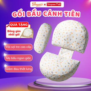 Gối Bầu Cánh Tiên Cao Cấp PEEWEES (Tặng Kèm Gối Phụ), Nâng Đỡ Bụng Giảm Tối Đa Đau Lưng, Hỗ Trợ Mẹ Bầu Ngủ Ngon Giấc