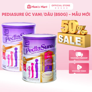 [Có Tem Phụ] Mẫu Mới - Sữa PediaSure Úc Nắp Tím Vị Vani / Dâu Lon 850gr - Mom's Mart