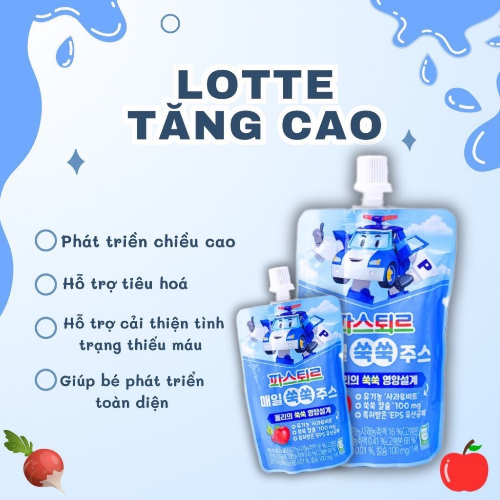 Nước Dinh Dưỡng LOTTE TĂNG CAO - Bổ Sung Canxi Hữu Cơ Hỗ Trợ Tăng Chiều Cao, Lợi Khuẩn EPS Hỗ Trợ Ti