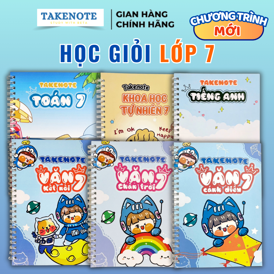[COMBO 4 CUỐN] Sổ Takenote Lớp 7 Các Môn Toán, Văn, Anh, Khoa Học Tự Nhiên - Sổ Tay Kiến Thức Giúp H