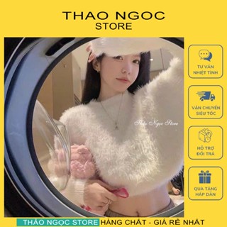 Áo len lông thỏ croptop tay dài hàng nhập! (có sẵn, hình thật) THẢO NGỌC STORE