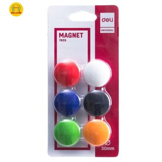 Nam Châm Gắn Bảng Deli 30mm, Vỉ 6 Chiếc Deli - 7825