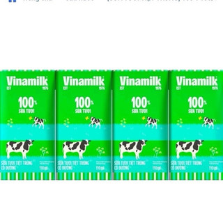 Lốc 4 hộp 110ml sữa tươi vinamilk 100%- Sữa Tiệt Trùng ADM