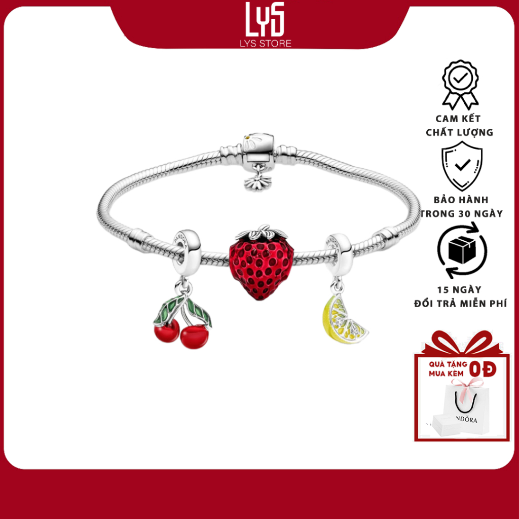 Vòng Tay Mix Charm Fullbox Bạc S92- Vòng tay kèm charm chủ đề Mùa hè tươi mát dành tặng bạn bè người