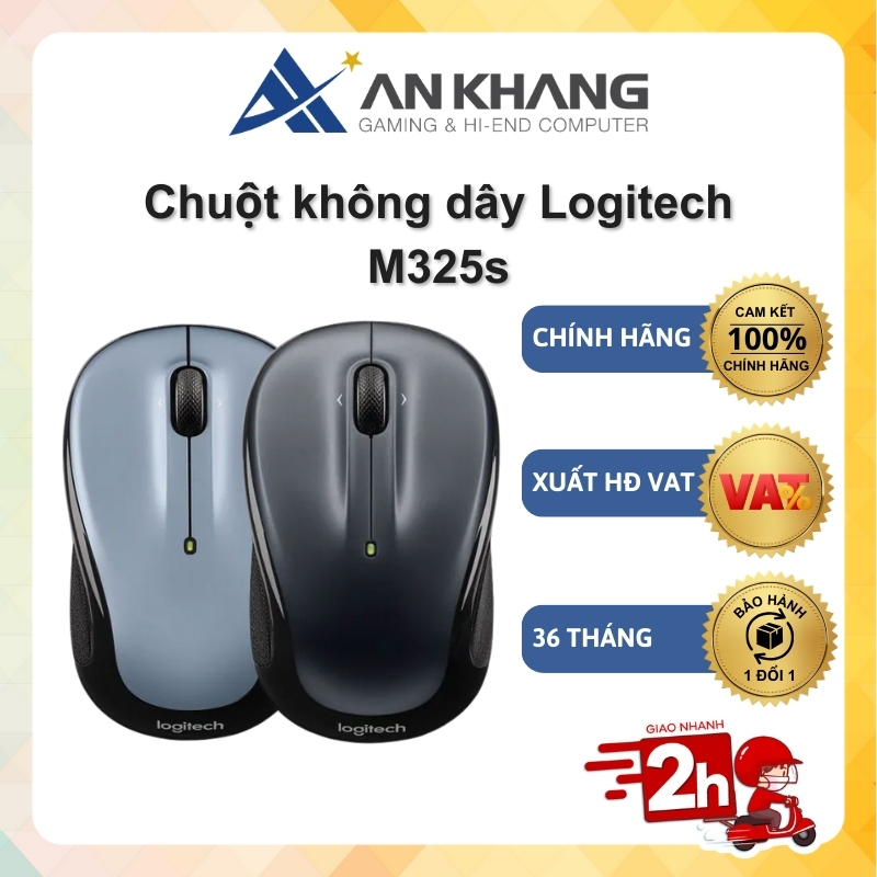 Chuột không dây Logitech M325S kết nối USB 2.4 GHz, nhỏ gọn, 1000 dpi, 5 nút, sẵn pin Chính hãng Bảo hành 36 tháng