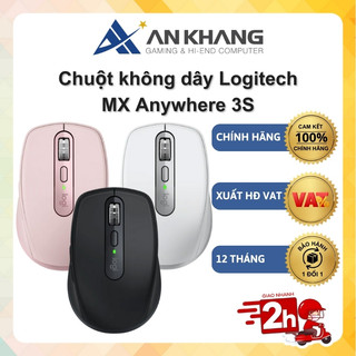  Chuột không dây Bluetooth Logitech MX Anywhere 3S Giảm ồn Cuộn nhanh 8000DPI Kèm sạc USB-C Chính hãng Bảo hành 12 tháng 