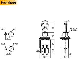 Công tắc gạt 3 chân 6A ( 2 trạng trái, 3 trạng thái )