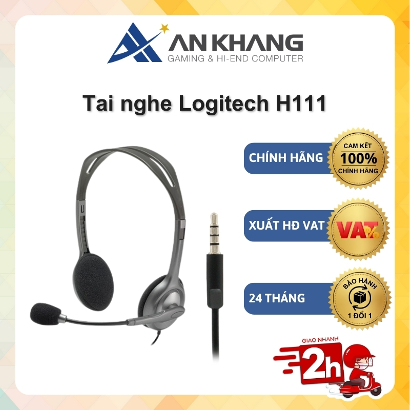 Tai nghe chụp tai Logitech H111 có dây 1 jack 3.5mm có mic chính hãng bảo hành 24 tháng