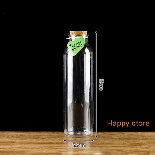 CHAI THỦY TINH TRÒN NÚT GỖ 350ML