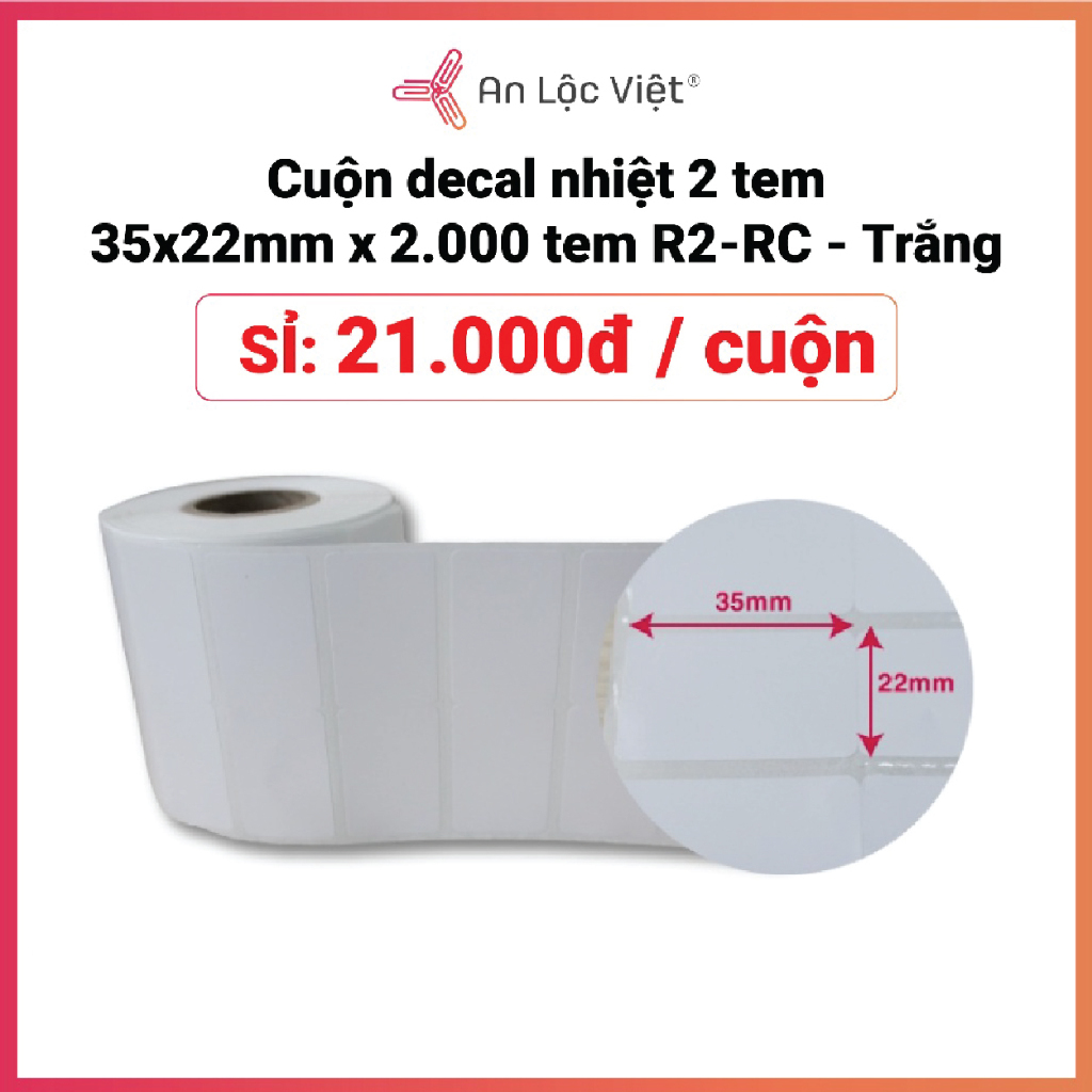 Cuộn decal in tem nhãn trà sữa 2 tem - 3 tem 35x22mm (2000 - 3000 tem cuộn)