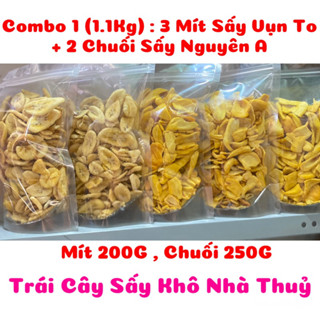 Combo 1 (1.1Kg ) : 3 Mít Sấy Vụn To + 2 Chuối Sấy Nguyên A - đóng gói bằng túi zipper