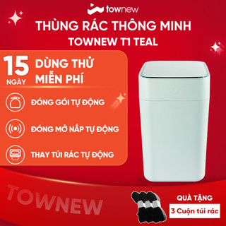 Thùng rác tự động thông minh TOWNEW T1 Teal 15.5L -Tự động hàn túi, thay túi rác - BẢN QUỐC TẾ