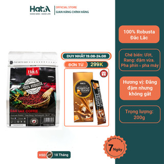 Cà phê nguyên chất , Cà phê rang xay Mộc Đắc Lắc Hạt A Cafe 100% hạt Robusta hương vị đậm đà 200gr