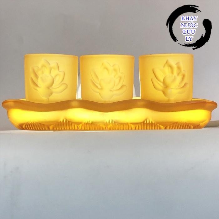 Bộ án 3, 5 chung nước lưu ly vàng ngọc thờ cúng 18-28cm thờ ông địa gia tiên