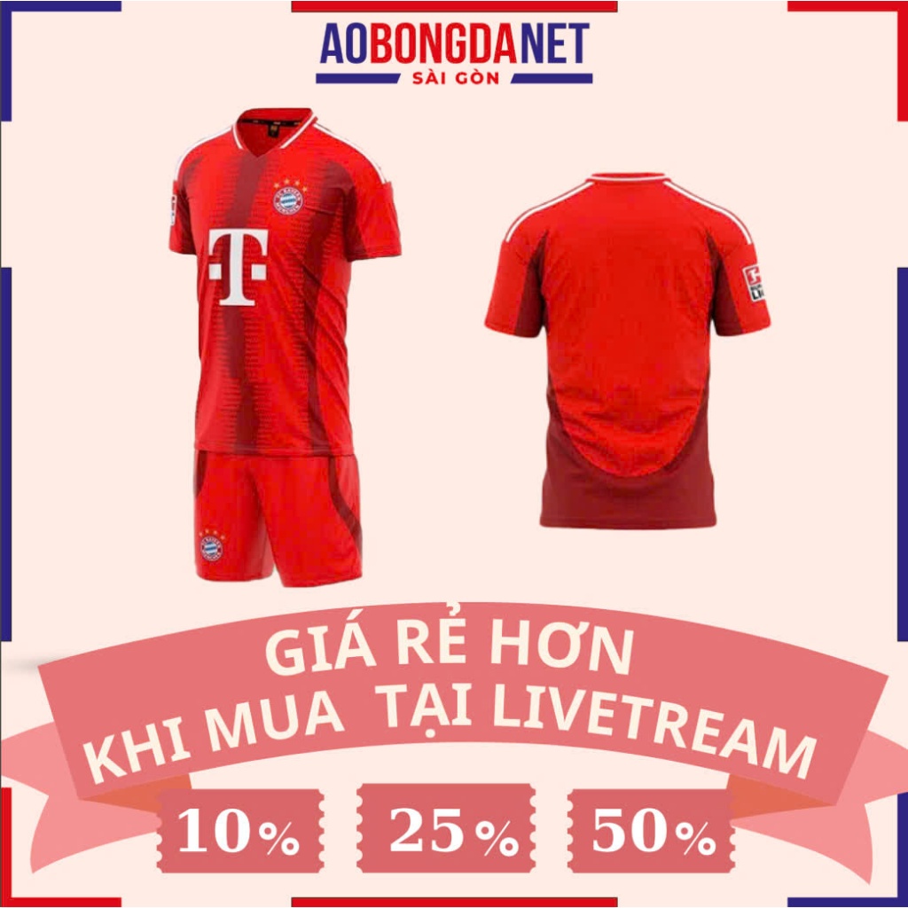 Áo Đá Banh Clb Bayern Munich 2425, Áo Đá Bóng Áo Thể Thao Chất Vải Thun Mè Hàn Quốc Co Giãn