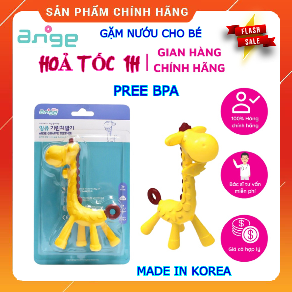 (HoảTốc1h) Gặm nướu cho bé hình con hươu Ange, chất liệu an toàn, Free BPA tiêu chuẩn Châu Âu - Chính hãng