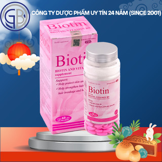 Viên uống Biotin bổ sung Biotin và Vitamin B5 giúp giảm rụng tóc, bảo vệ da, chắc móng (Hộp 60 viên)