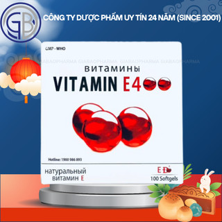 Viên Uống đẹp da Vitamin E Đỏ 4000mcg, Aloe vera 500mg chống lão hóa - Hộp 100 viên chống lão hóa da