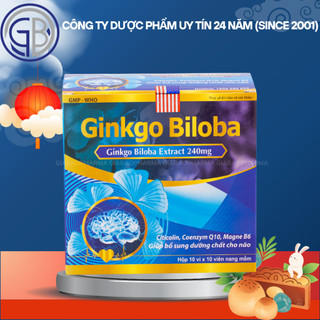 Viên uống bổ não GINKGO BILOBA 240mg xanh giúp tăng cường trí nhớ, tăng tuần hoàn máu não, ngừa tai biến – HỘP 100v