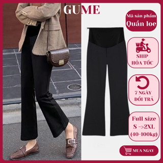 Quần bầu ỐNG LOE thời trang màu đen chất umi co giãn 4 chiều