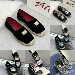 Giày lười DG cói nam - giầy slipon kenzo đế cói bản da thêu hoạ tiết độc đáo