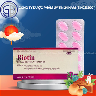Viên uống bổ sung Biotin, Vitamin B5 giúp tóc chắc khỏe, giảm gãy rụng tóc - Hộp 20 viên