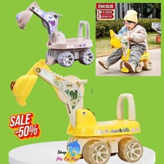 Xe cẩu  máy xúc chòi chân có nhạc 2 trong 1 cho bé mẫu mới chơi vận động.