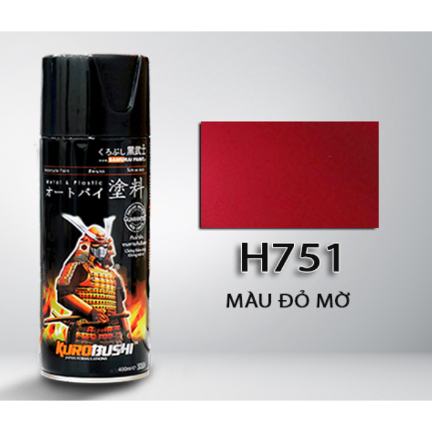 Chai sơn xịt sơn xe máy Samurai H751*-MÀU ĐỎ MỜ