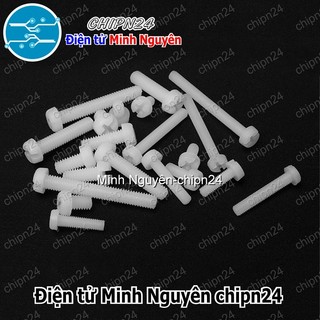 Vít nhựa m3 trắng (3mm 3ly) (dài 5mm/6mm/8mm/10mm/15mm/20mm/25mm/30mm) - [chọn loại]