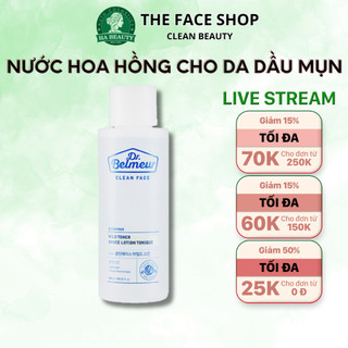 Nước hoa hồng dưỡng ẩm cho da dầu hỗn hợp kể cả da mụn nhạy cảm The Face Shop Dr Belmeur Clean Face Mild Toner 145ml