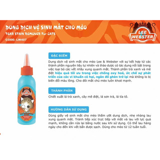 Dung dịch vệ sinh mắt cho mèo Lee & Webster 130ml