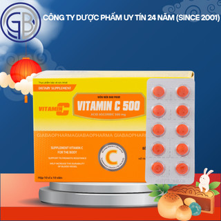 Viên uống vitamin C bổ sung vitamin c 500mg tăng cường sức đề kháng, làm đẹp da, trắng da, chống lão hóa da – Hộp 100 vi