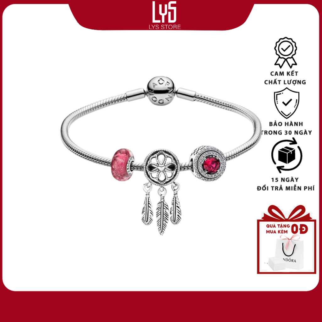 Vòng Tay bạc Lys Mix Charm Fullbox Bạc S925 - Vòng Phong Thủy Mệnh Hỏa 5013 - 1101,1226,1271