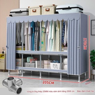 Tủ quần áo tủ vải khung thép 1m5, 1m7 cao cấp loại 1 tủ đựng quần áo gấp gọn chốt thép Treo quần áo
