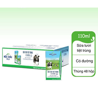 Thùng Sữa Tươi Mộc Châu 110ml Có Đường -ít Đường 48 Hop Có đường