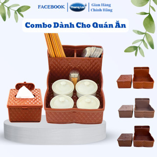 Combo Khay Đựng Đũa Muỗng Ống Đũa Thìa Khay Gia Vị Size Trung và Hộp Giấy Dành Cho Nhà Hàng Quán Ăn