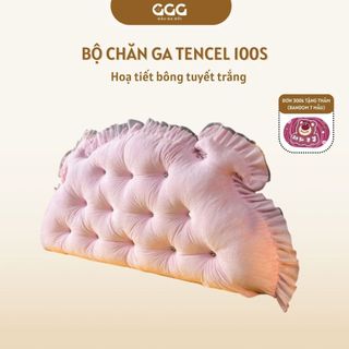 Gối Tựa Đầu Giường Hoàng Gia Cao Cấp Gấu Ga Gối, Kê Đầu Giường Phối Bèo Decor Phòng 1m6