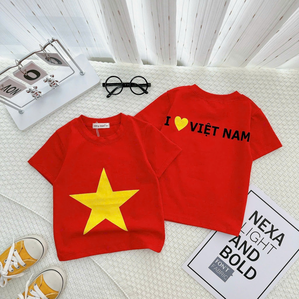 11-27KG Áo Cộc Tay THUN LẠNH MINKY MOM In Hình Họa Tiết Sao Màu Vàng Cho Bé Đi Học Đi Chơi TN-IN209