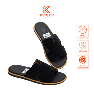 Dép Nam HM Bản Siêu Cấp MS53 Full Box, Quai Da Microfiber Màu Đen, Đế Cao Su Non, BH 6 Tháng