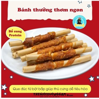 XƯƠNG GẶM QUE CUỘN THỊT GÀ RAU CỦ DOGGYMAN 10 CÂY RAWHIDE FREE CHO CHÓ