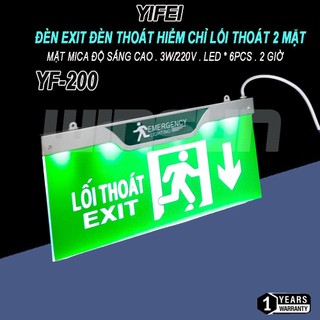 Đèn exit đèn thoát hiểm chỉ lối thoát 2 mặt YIFEI mặt mica độ sáng cao YF-200