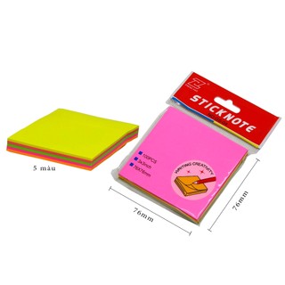 [MUA SỈ GIẢM 10%] Giấy Note, Giấy Ghi Chú GS-04 (76x76)mm, 5 màu (1 xấp)