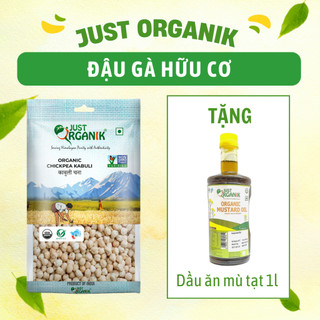 Hạt đậu gà khô trắng hữu cơ just organik organic chickpea nhập khẩu ấn độ ăn dặm cho bé 500g