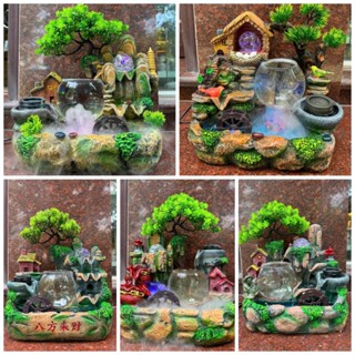 Thác nước phong thuỷ mẫu bể cá chống tắc thức ăn đủ mẫu kèm bơm bi cối cây 30cm