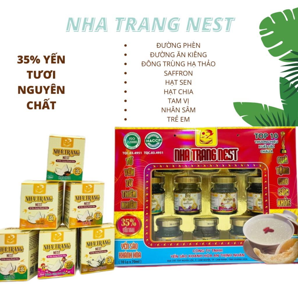 Yến chưng sẵn 35% Nha Trang Nest mix nhiều vị - bồi bổ sức khỏe ( hũ 70ml)